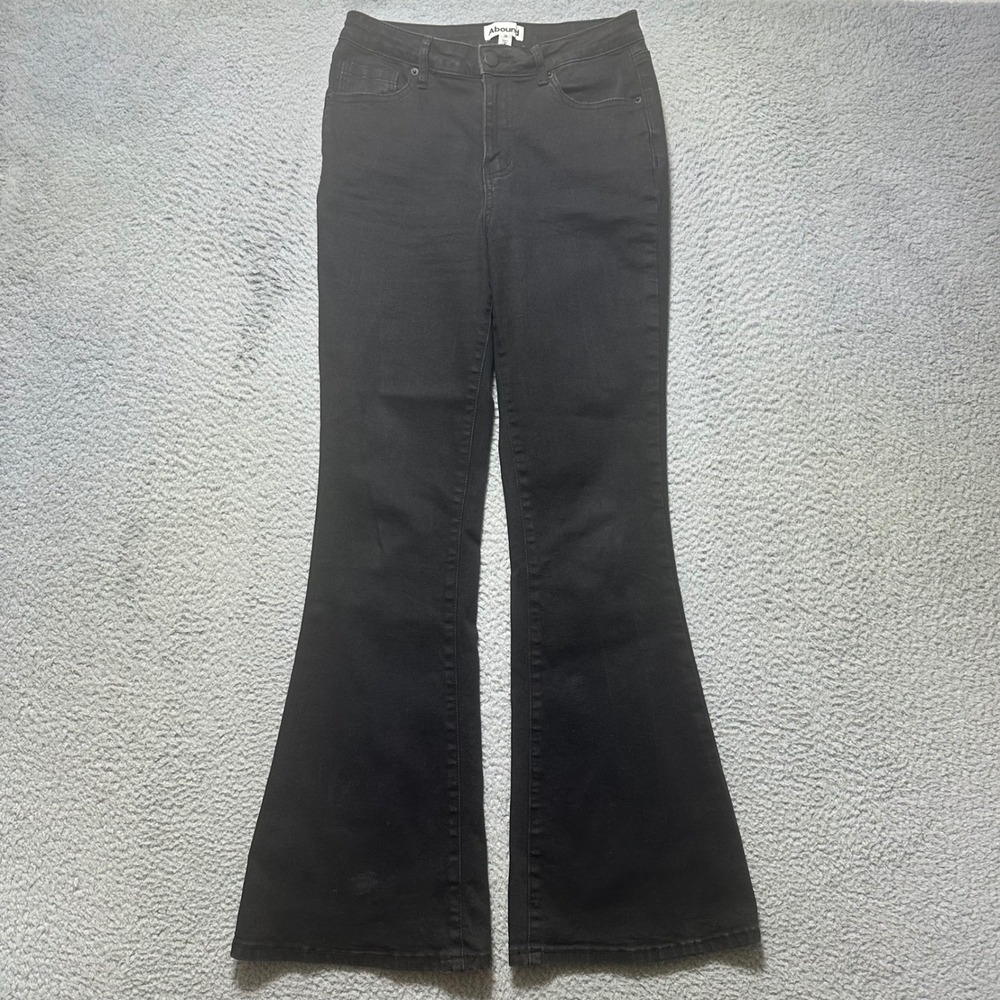 Abound Womens High Rise Flare Jeans Black Bell Bottom Stretch Denim Size 28 3323